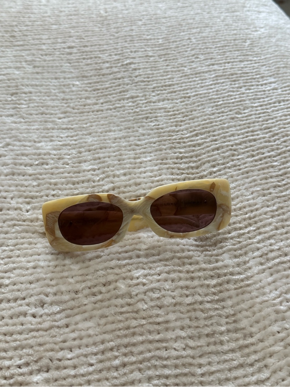 Crap Eyewear Yellow Marble Rectangular Sunglasses